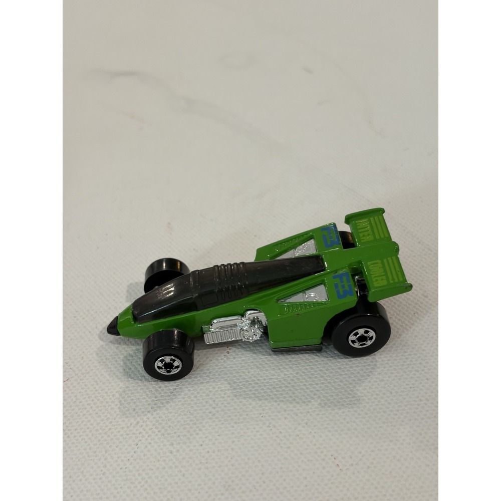 1987 HOT WHEELS F-3 SHADOW INTER COOLED GREEN 1:64 DIECAST JET RACE CAR W/ BLUE